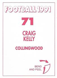 1991 Select AFL Stickers #71 Craig Kelly Back